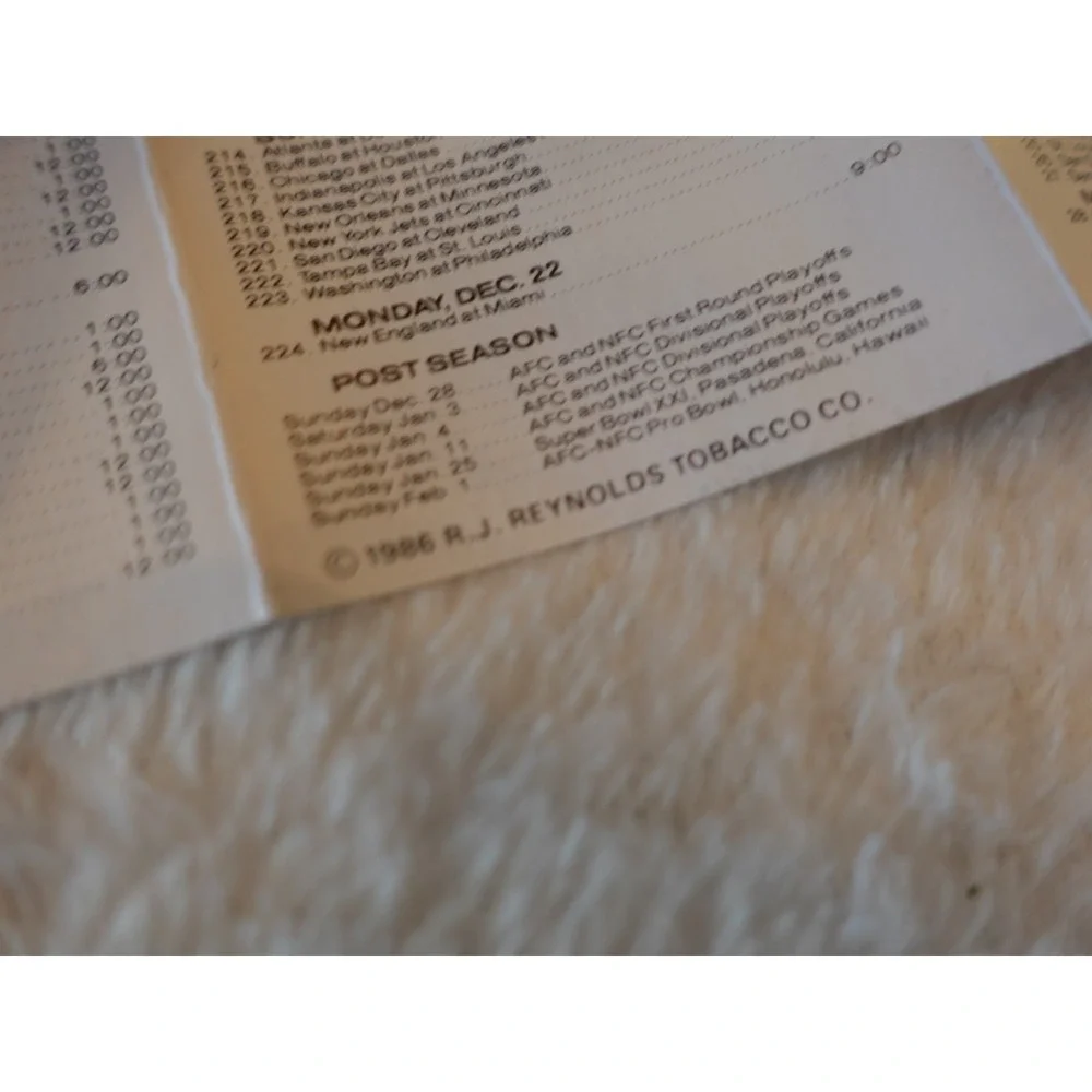 ORIGINAL 1986‎ NFL Dallas Cowboys Winston Cigarette Promo Schedule + Duffle Bag
